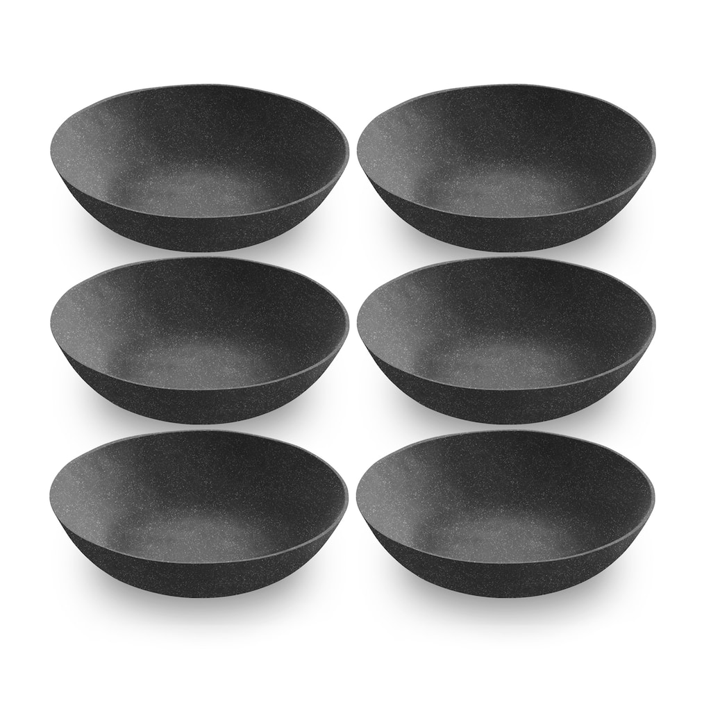 Abode Homewares Planta Low Bowl - Matte Black - 9" - Set of 6
