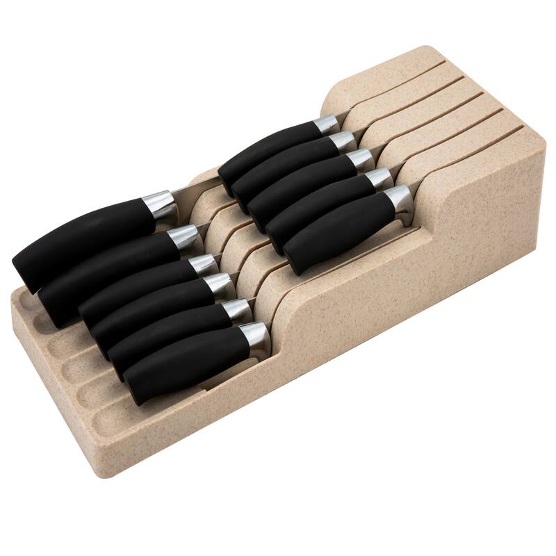 Kitchen Details 2 Tier Knife Organizer - Brown - 15.7"x 6.2"x 2.7"