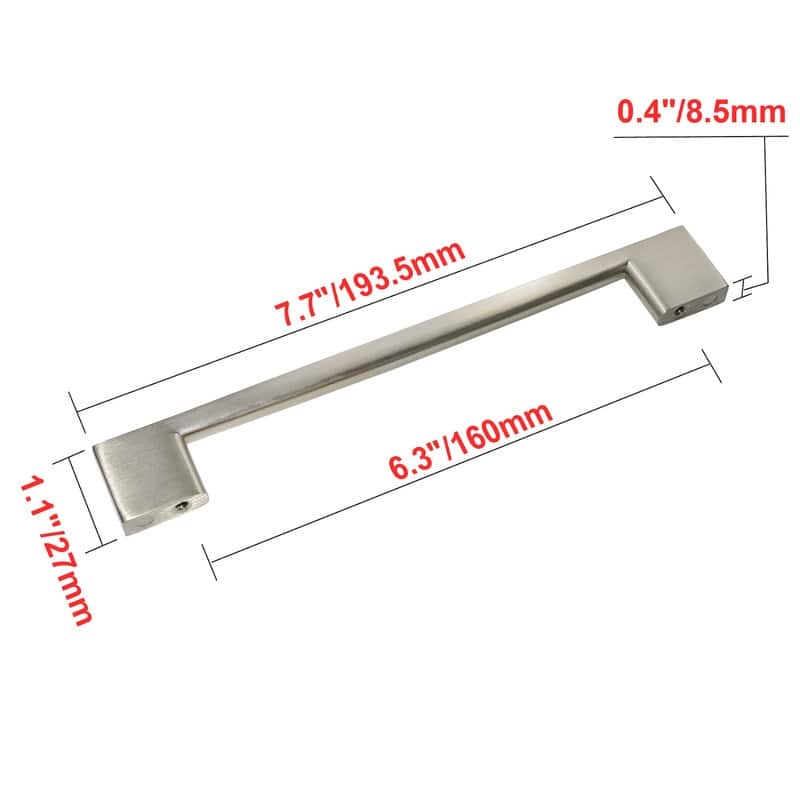 Utopia Alley Brax II Pull Handle - Metal Drawer Pull Handle, Brushed Nickel 6.3" Center to Center - 25 pack - Brushed Nickel