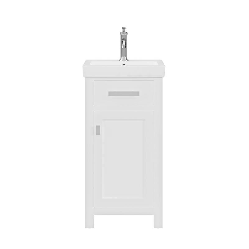 Mia 18 In. Integrated Ceramic Sink Top Bath Vanity in Pure White