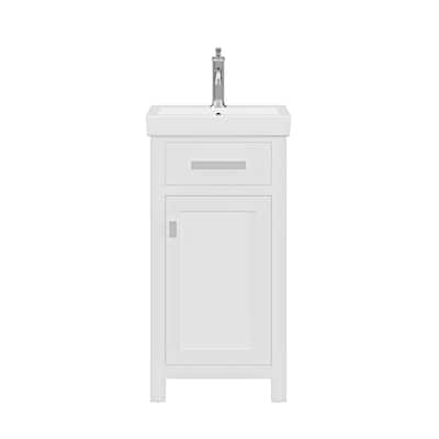 Mia 18 In. Integrated Ceramic Sink Top Bath Vanity in Pure White