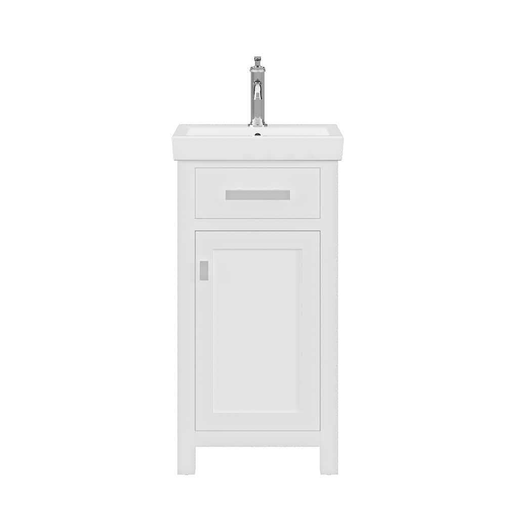 Mia 18 In. Integrated Ceramic Sink Top Bath Vanity in Pure White