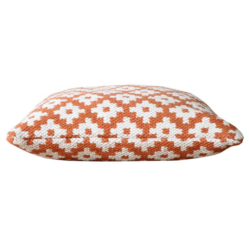 20" Orange and White Swiss Sun Geometric Square Throw Pillow