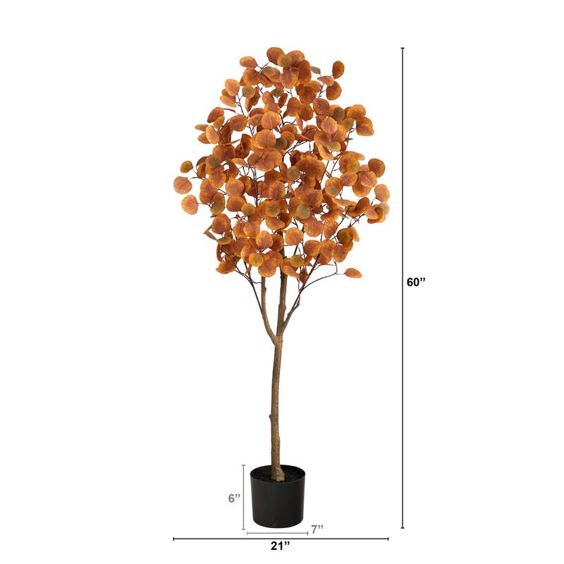 Eucalyptus Tree 5ft Artificial Tree, Realistic Indoor Plant, Elegant Design for Home Decor - Green - 41-50 Inches