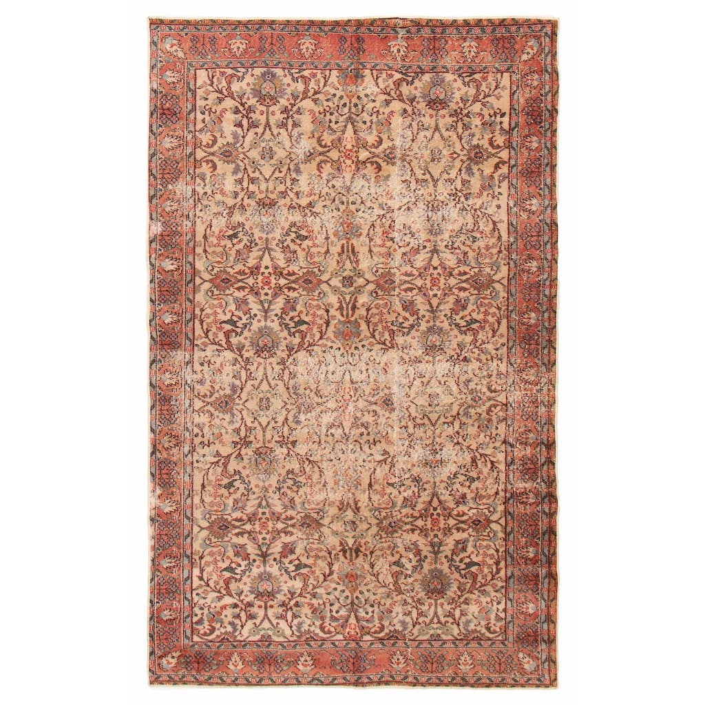 ECARPETGALLERY Hand-knotted Melis Vintage Cream Wool Rug - 5'10 x 9'7