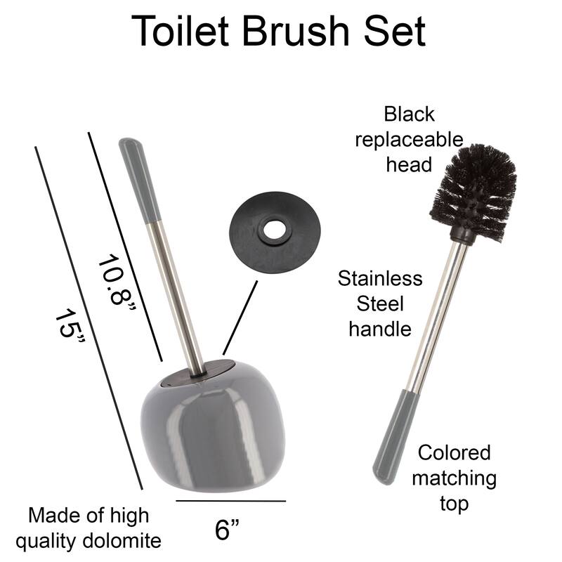 PISE Freestanding Toilet Brush and Holder Set - 15"H x 6"L x 6" W