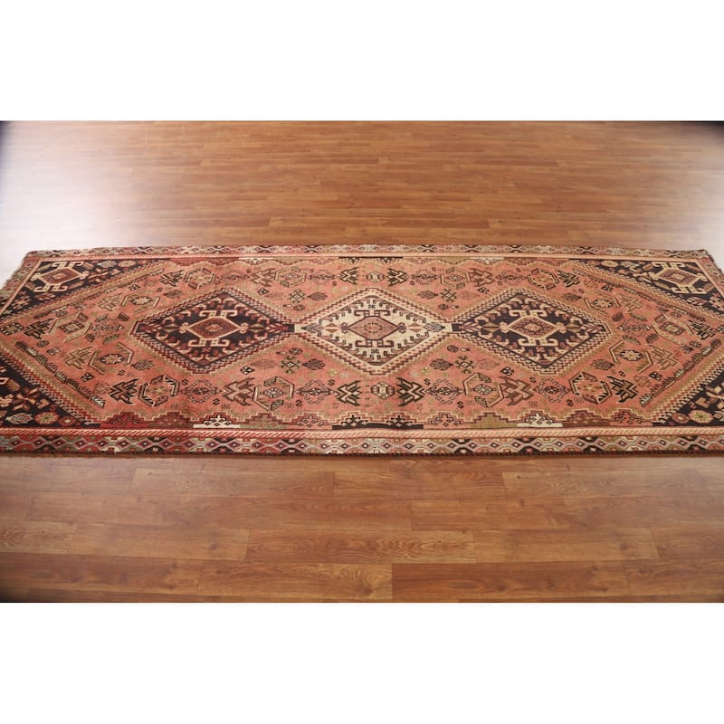 Tribal Shiraz Persian Vintage Runner Rug Handmade Wool Carpet - 3'5"x 9'7"