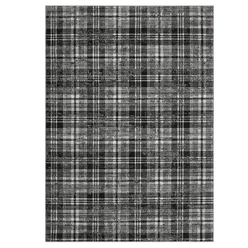 Garvee Earthy Plaid Soft Low Pile Foldable Area Rug
