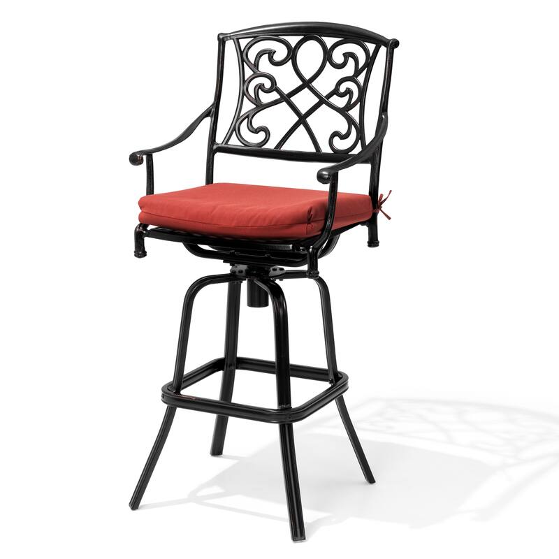 Crestlive Outdoor Patio Bar Height Swivel Bar Stool with Sunbrella Cushion