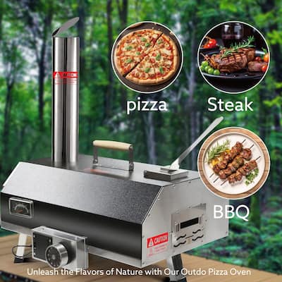 Outdoor Portable Automatic Rotatable Wood Fired Pizza Ovens,with Timer,Built-in Thermometer,Pizza Cutter & Carry Bag