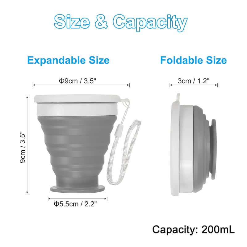 2pcs Collapsible Water Bottle, 200mL Travel Folding Cup for Camping