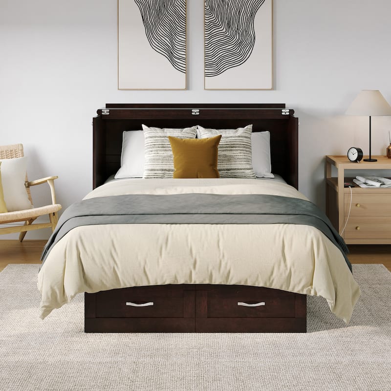 Monroe Full Murphy Bed Chest with 6" Memory Foam Mattress