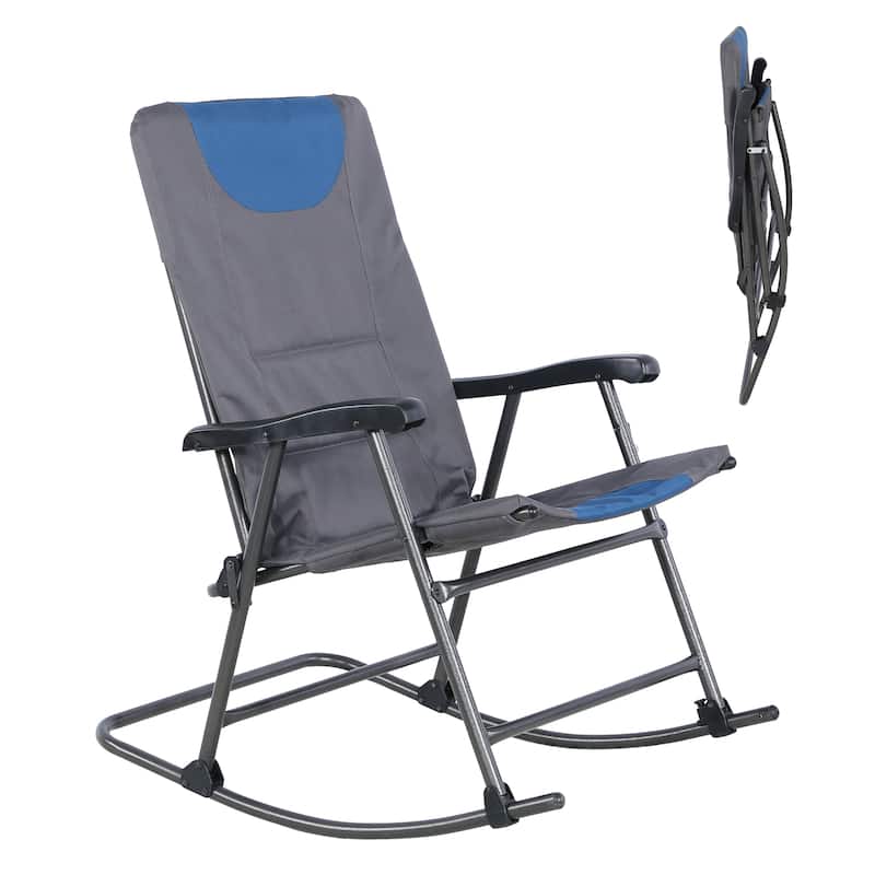 Oversized Folding Rocking Camping Chair with High Back and Armrests