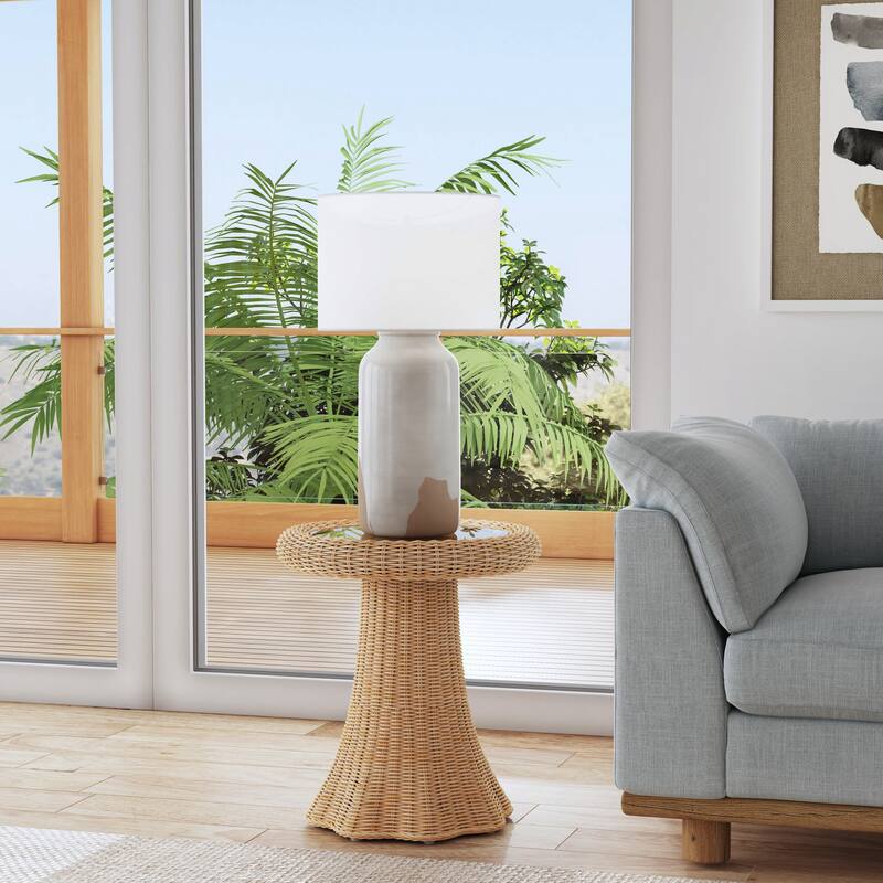 Flora Rattan Scalloped End Table - Natural Rattan