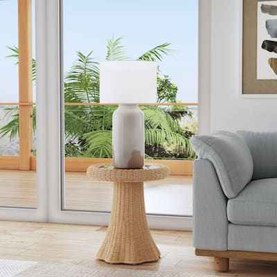 Flora Rattan Scalloped End Table