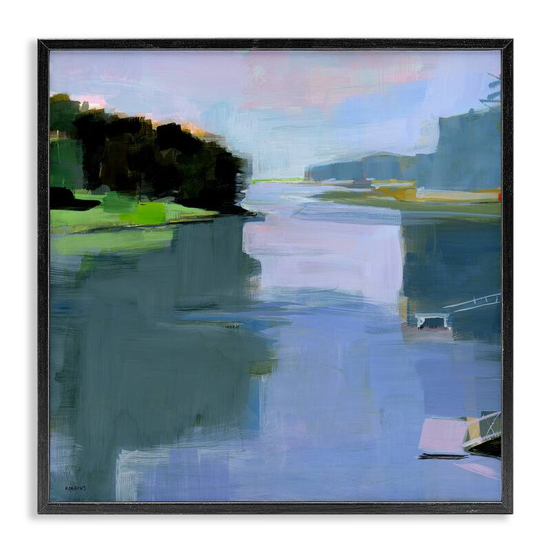 Stupell Water Reflection Abstract Framed Giclee Art Design By Kathleen Robbins - 24 x 24 - Black