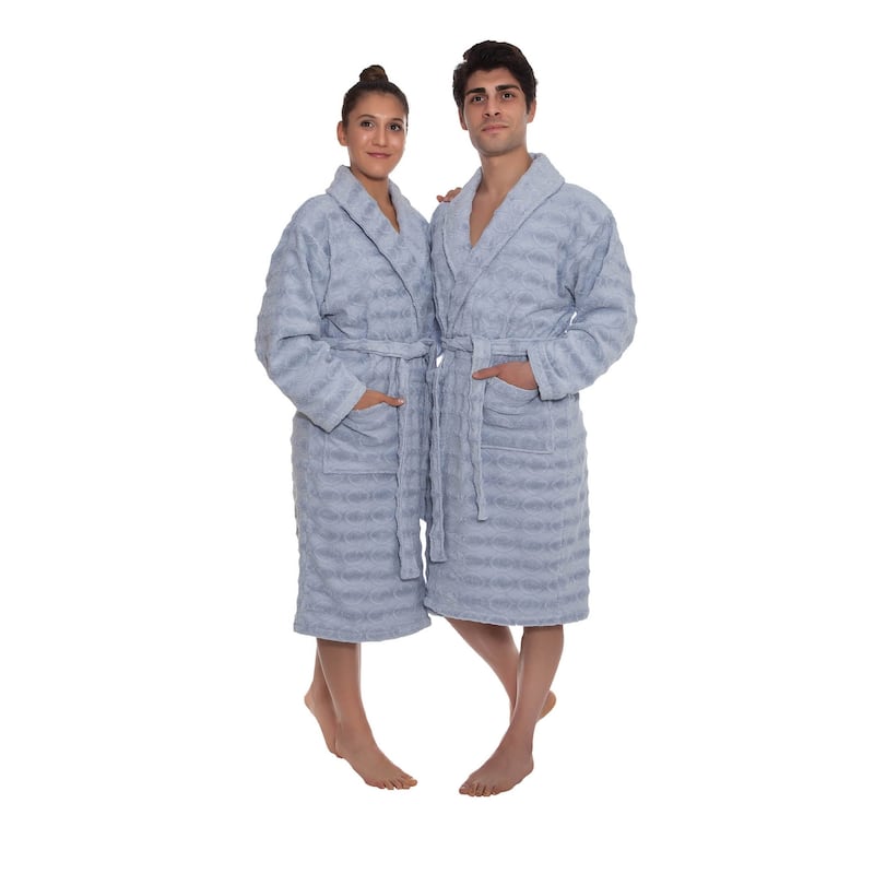 Ozan Premium Home Esperance Bathrobes Collection 100% Turkish Cotton Unisex Terry Cloth Bathrobe - SM - Blue