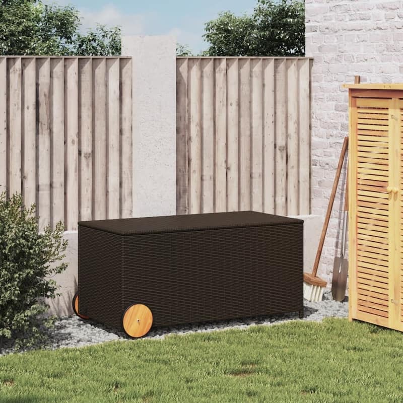 vidaXL Patio Storage Box Poly Rattan 70.9"x35.4"x27.6" Gray