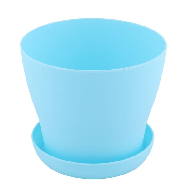 Home Plastic Round Desktop Decor Succulent Plant Holder Flower Pot Tray Blue