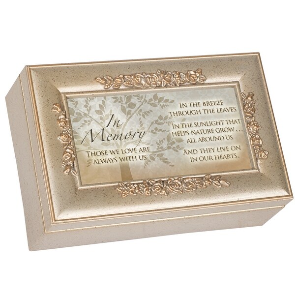 6" Gold Colored and Gray Rectangular Religious Musical Box - N/A