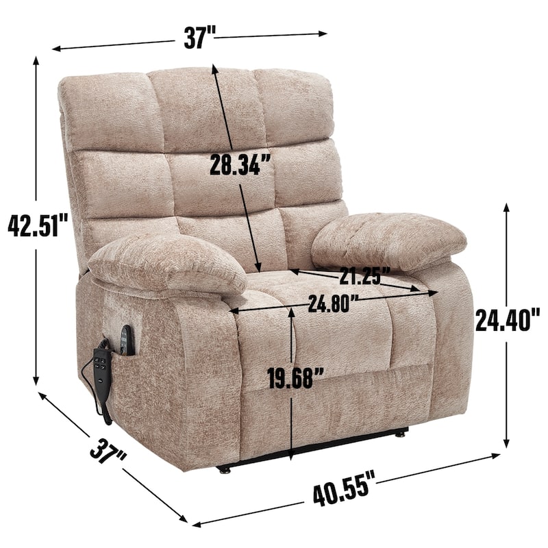 Large Dual Motor Power Lift Recliner Chair with Heat and Massage, Modern Living Room Single Recliner Sofa with Power-Remote