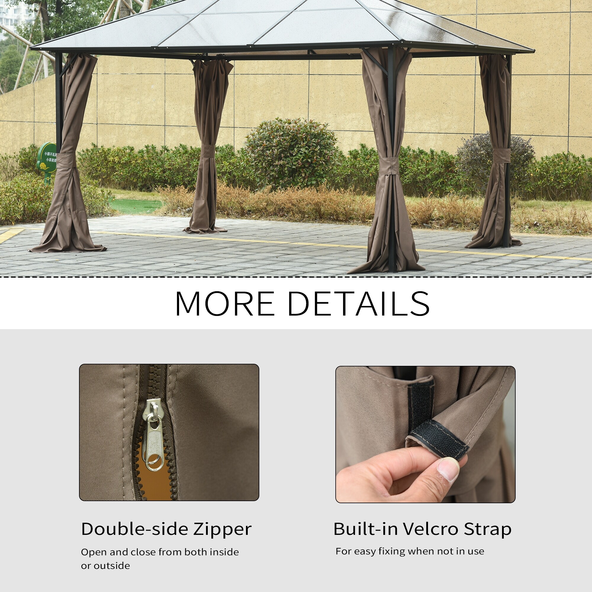 Outsunny 9.84 x 11.8 Gazebo Sidewall Set with Hooks C Rings On Sale Bed Bath Beyond 33396122