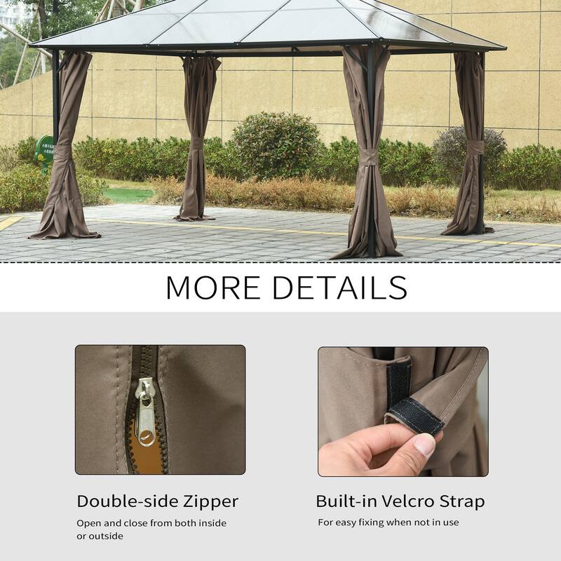 Outsunny 9.84' x 11.8' Gazebo Sidewall Set with Hooks/C-Rings