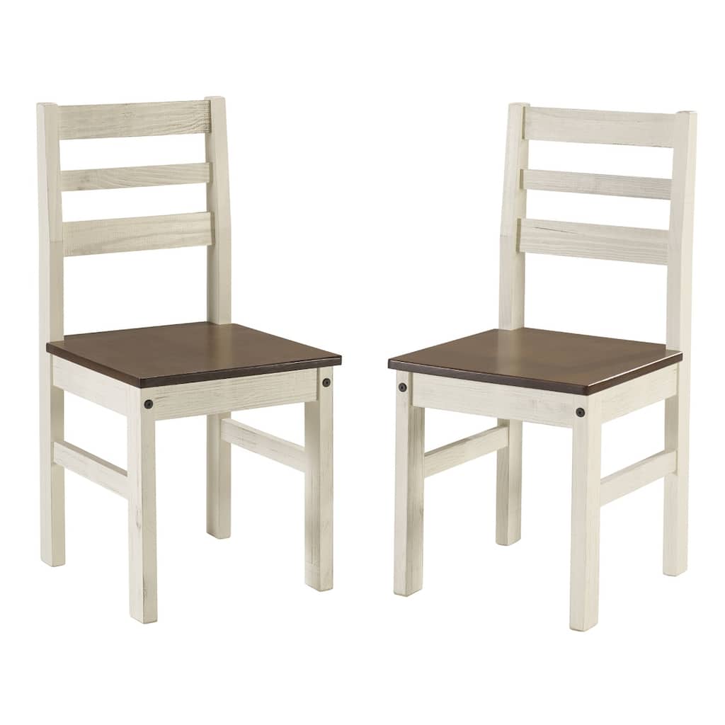 Solid Wood Dining Chair (Set of 2) White Distressed | Furniture Dash