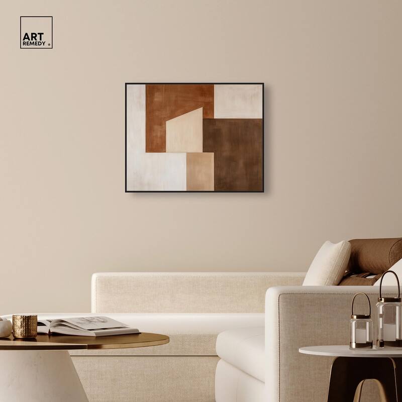 Cream and Brown Panels I Canvas by Art Remedy