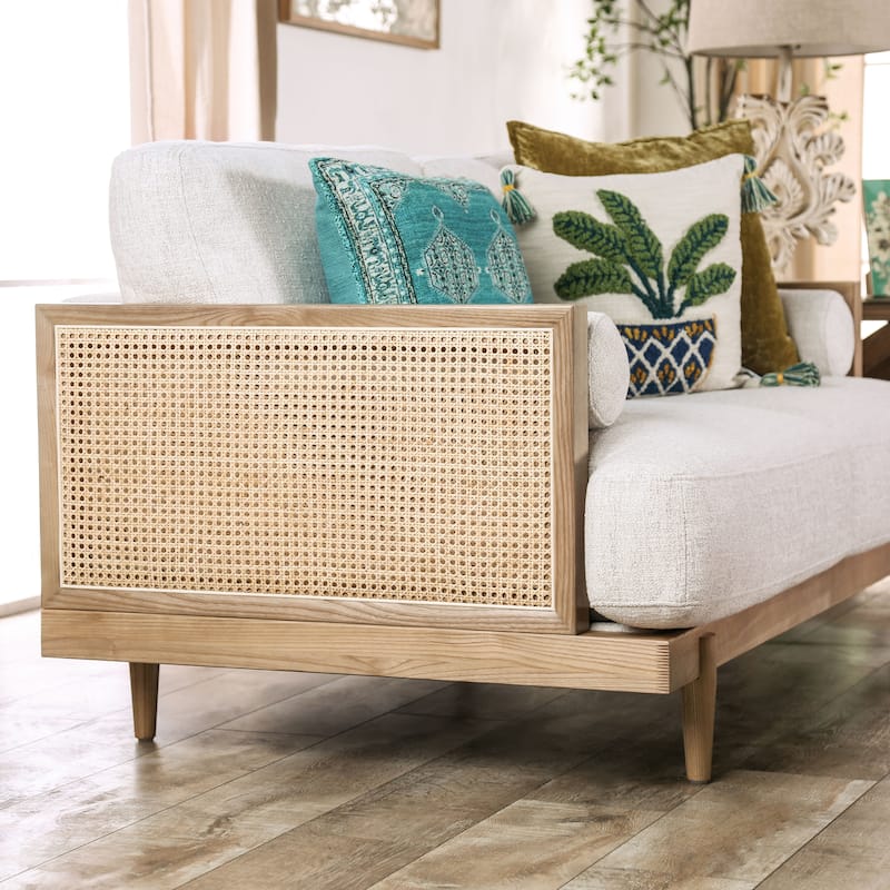 Jacques Mid Century Modern Rattan 3-piece Living Room Set by Furniture of America