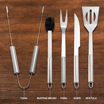 Royal Gourmet TF0558S Stainless Steel Spatula, 5 pieces, Non-Stick Dishwasher Grilling Tool Set