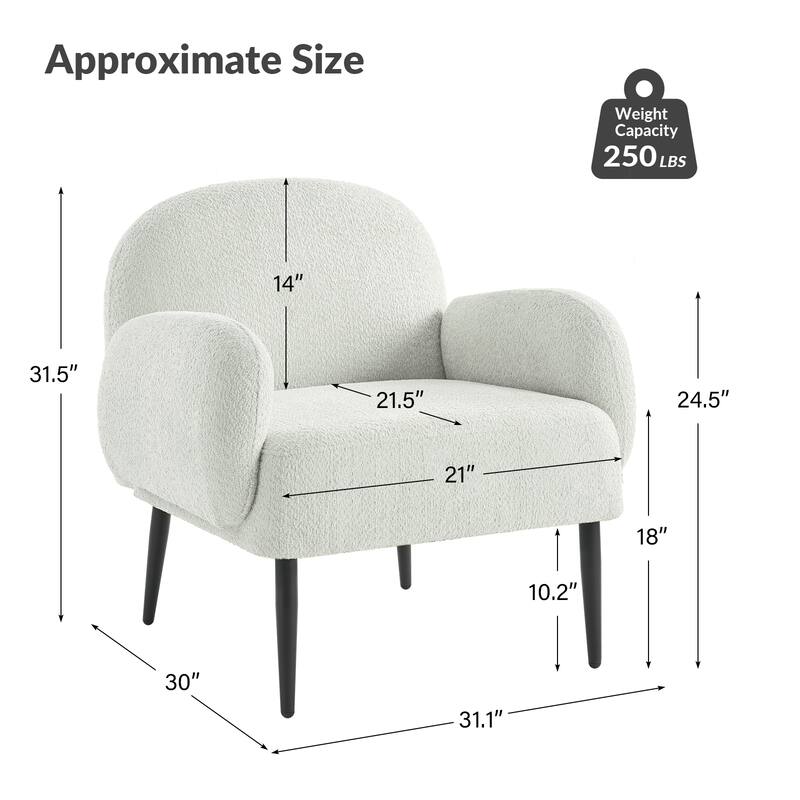 Abe Modern Boucle Accent Chair with Adjustable Metal Legs Set of 2 by HULALA HOME