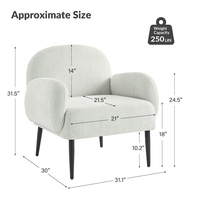 Abe Modern Boucle Accent Chair with Adjustable Metal Legs by HULALA HOME