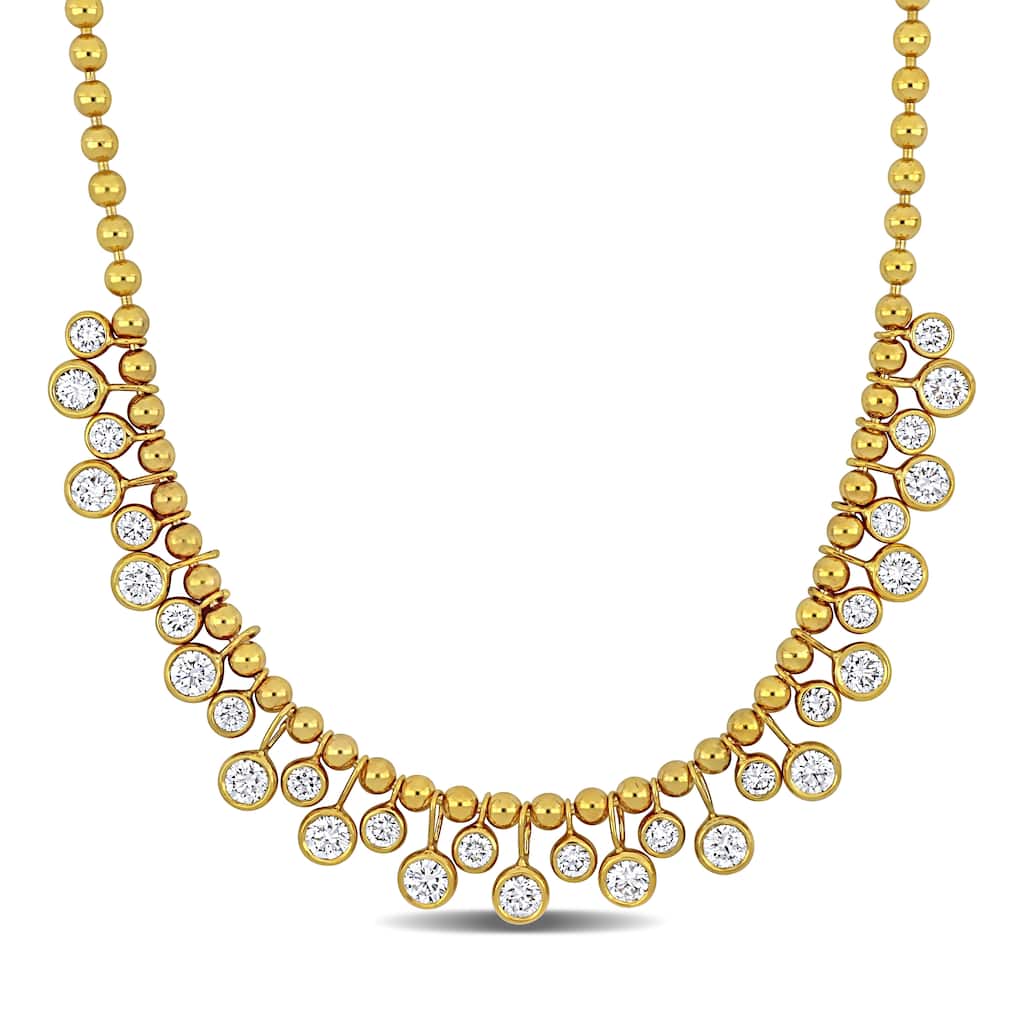 Miadora 4 3/5t TW Diamond Necklace with Ball Bead Chain in 14k Yellow Gold - 16 in