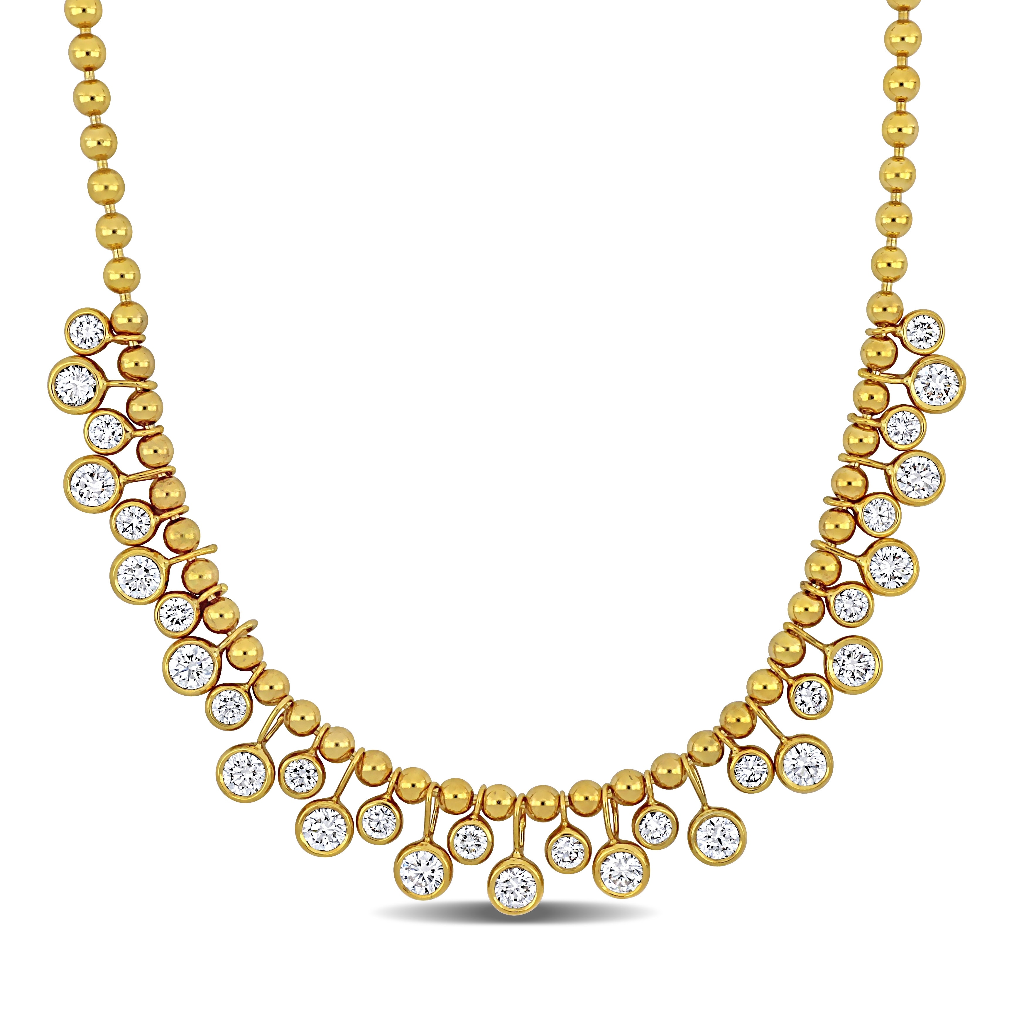 Miadora 4 3/5t TW Diamond Necklace with Ball Bead Chain in 14k Yellow Gold - 16 in