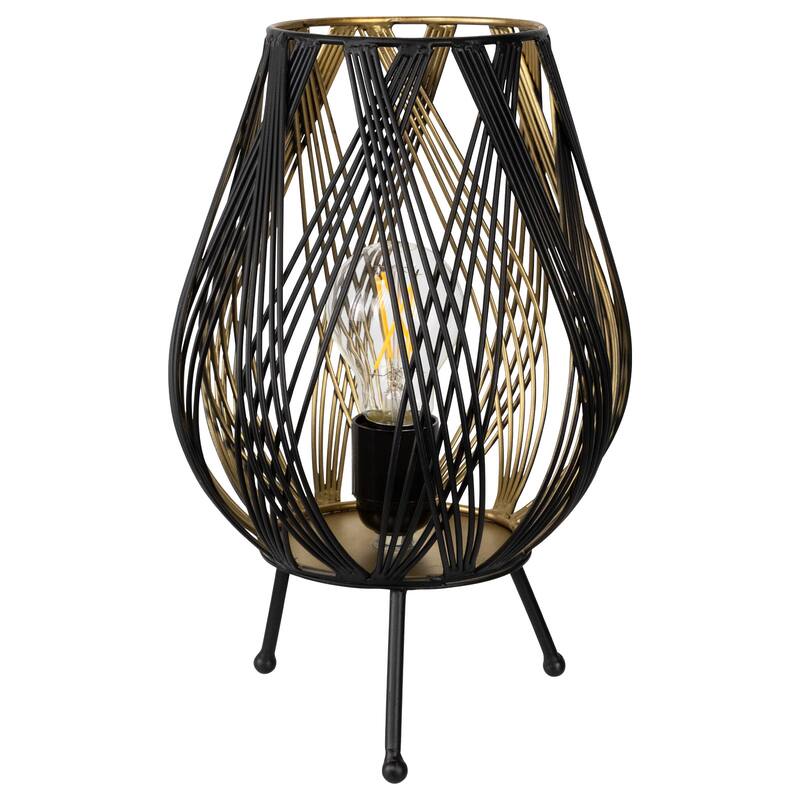 Cage-Style Iron Table Lamp - 12" - Black and Gold - 12