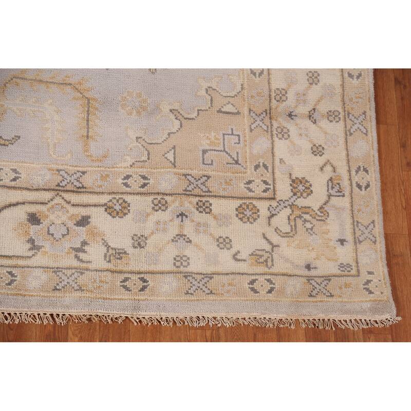 All-Over Oushak Indian Area Rug Hand-Knotted Wool Carpet - 8'2"x 10'0"
