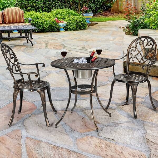 Shop Costway 3pcs Outdoor Set Cast Aluminum Patio Bistro Attached