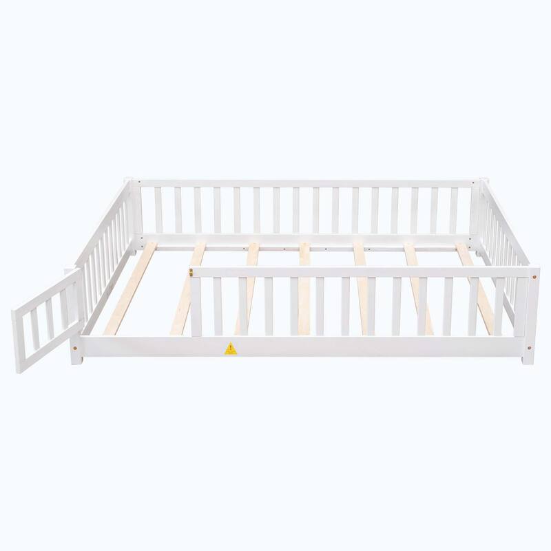 Durable Floor Platform Bed with Fence