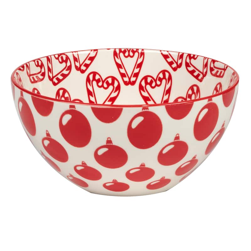 Certified International Peppermint Candy 30 oz. All Purpose Bowls, Set of 6 Assorted Designs - 30 oz.