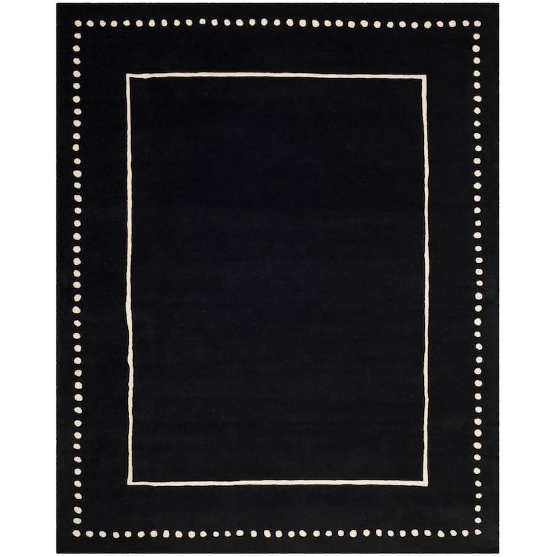 SAFAVIEH Handmade Bella Alverta Dotted Border Wool Rug - 10' x 14' - Black/Ivory - Rectangle