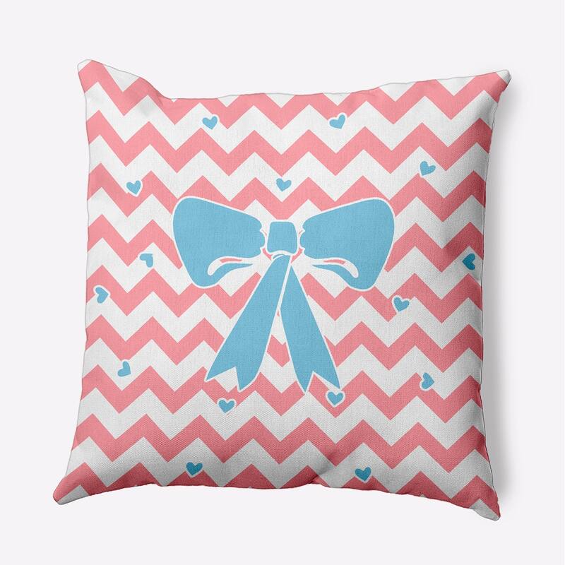 Chevron Bow Decorative Throw Pillow - Pink Icing - 18" x 18"