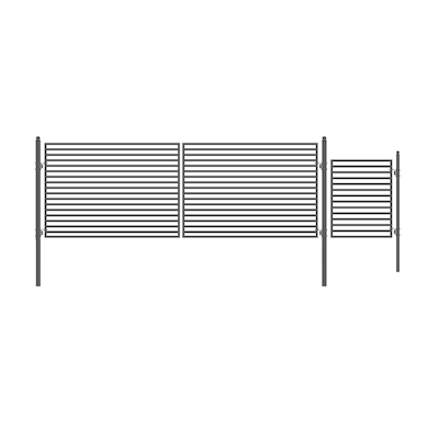 ALEKO Dual Swing Steel Driveway Gate 16 ft Milan Style with Pedestrian Gate