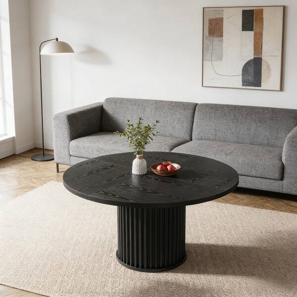 Stylish Modern Round Dining Table with Fluted Base for Compact Spaces ...