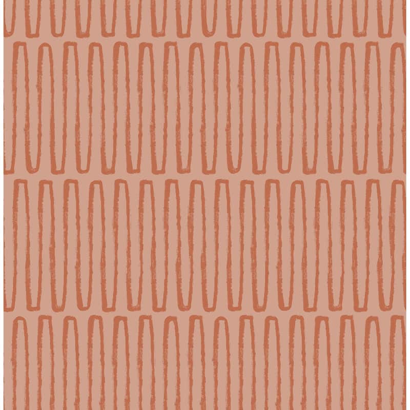 A-Street Prints Lars Coral Retro Wave Wallpaper