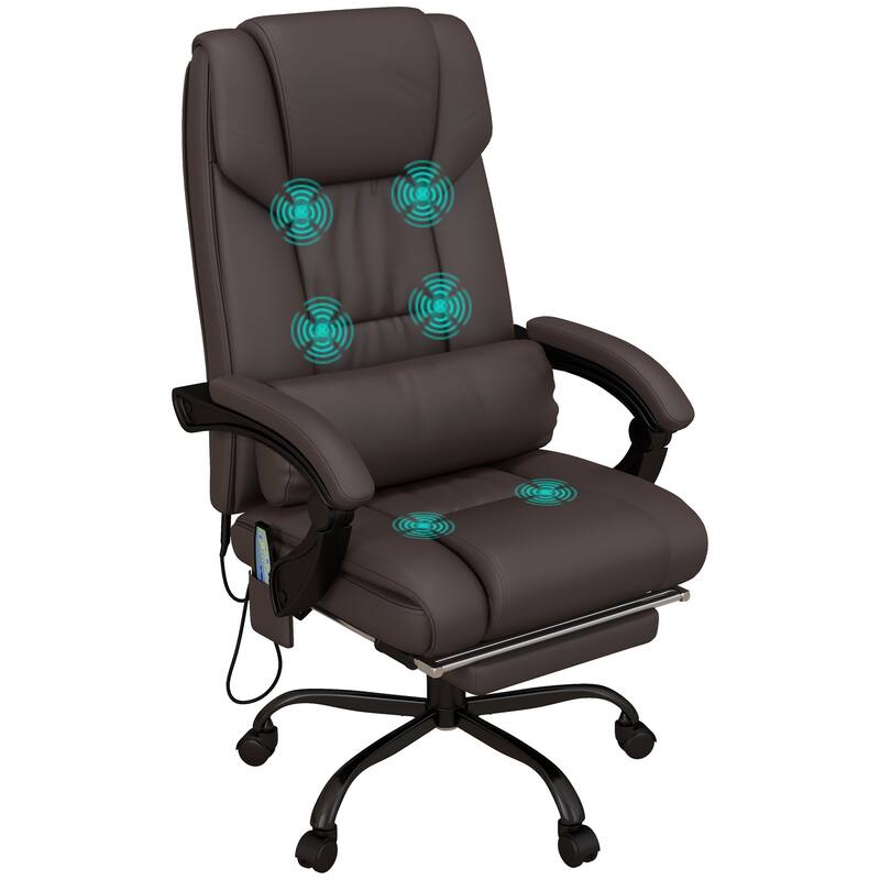 Adjustable Height Massage Office Chair Computer Task Chair, Leather Ergonomic Chair Executive Chair with Footrest