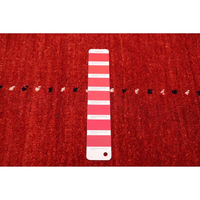 ECARPETGALLERY Hand Loomed Kashkuli Gabbeh Red Wool Rug - 4'11 x 7'9