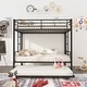 preview thumbnail 1 of 14, Black Twin over Twin Metal Bunk Bed Frame with Trundle, Fence, and Ladder Black