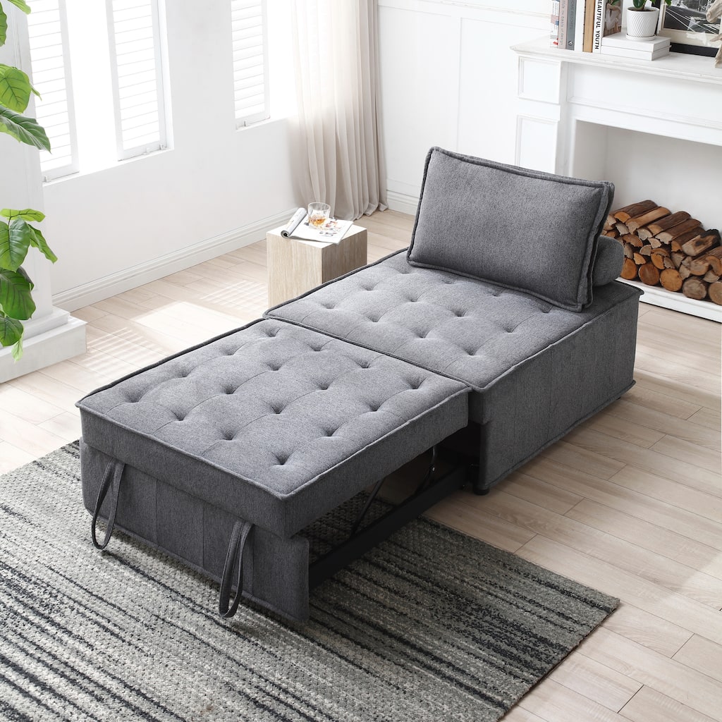 Multipurpose Linen Fabric Ottoman Lazy Sofa Pulling Out Sofa Bed