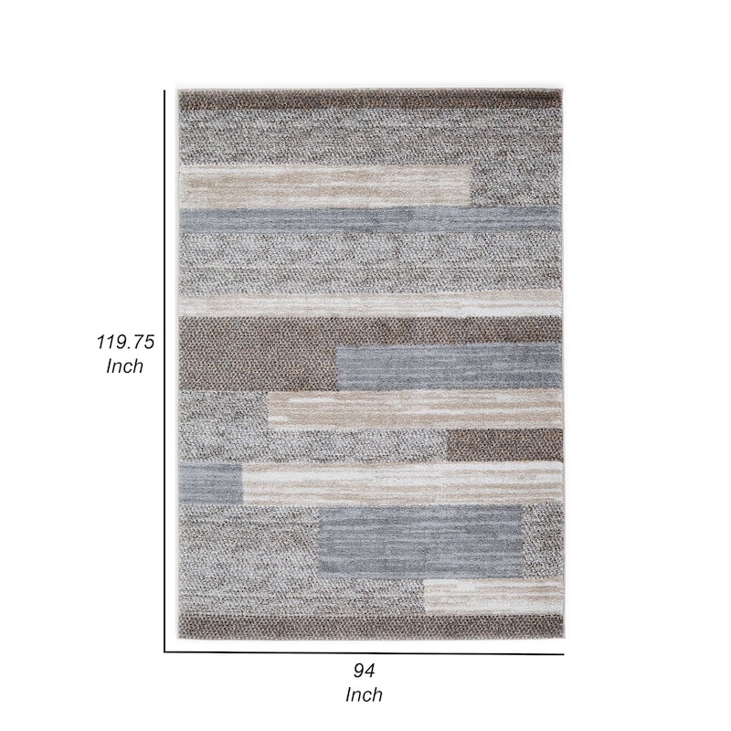 Beny 8 x 10 Large Area Rug, Machine Woven Abstract Stripe Pattern, Gray - 8 x 10
